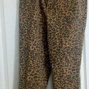 Animal print five pocket jeans